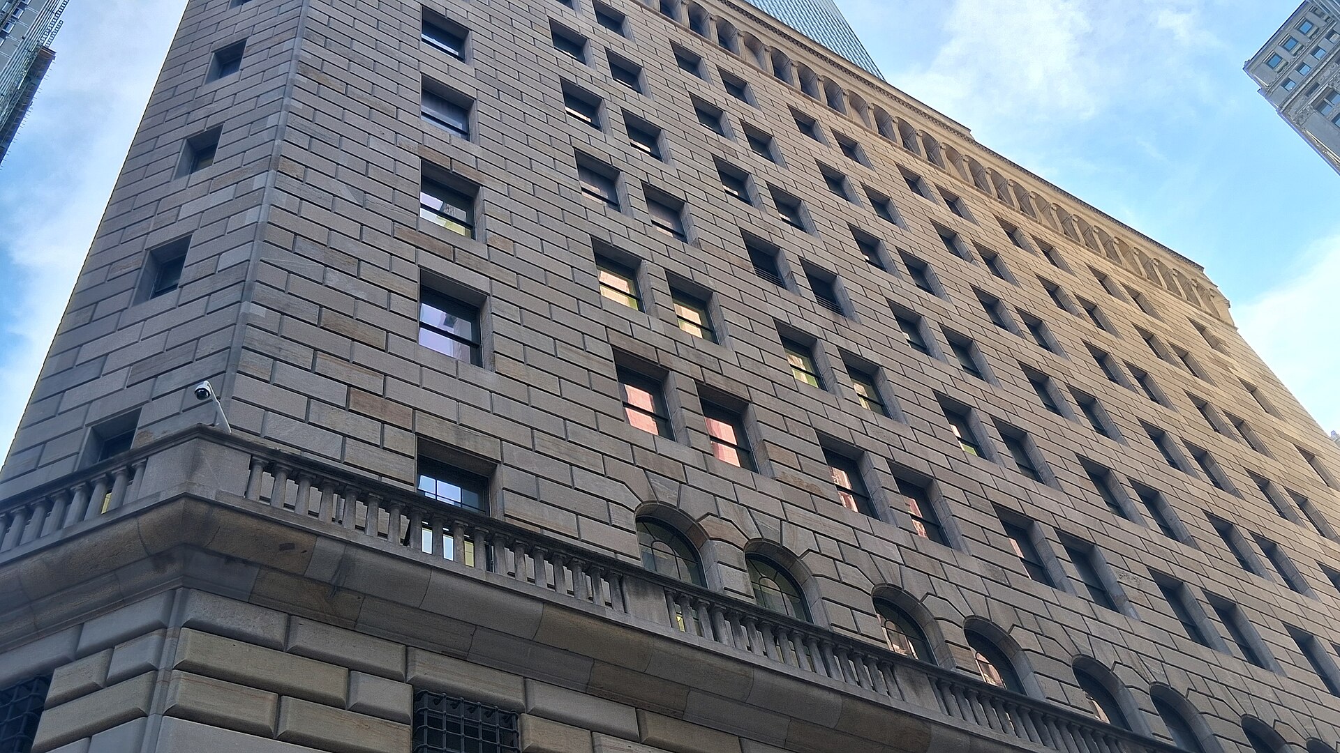 The Federal Reserve Bank of New York building in Manhattan
